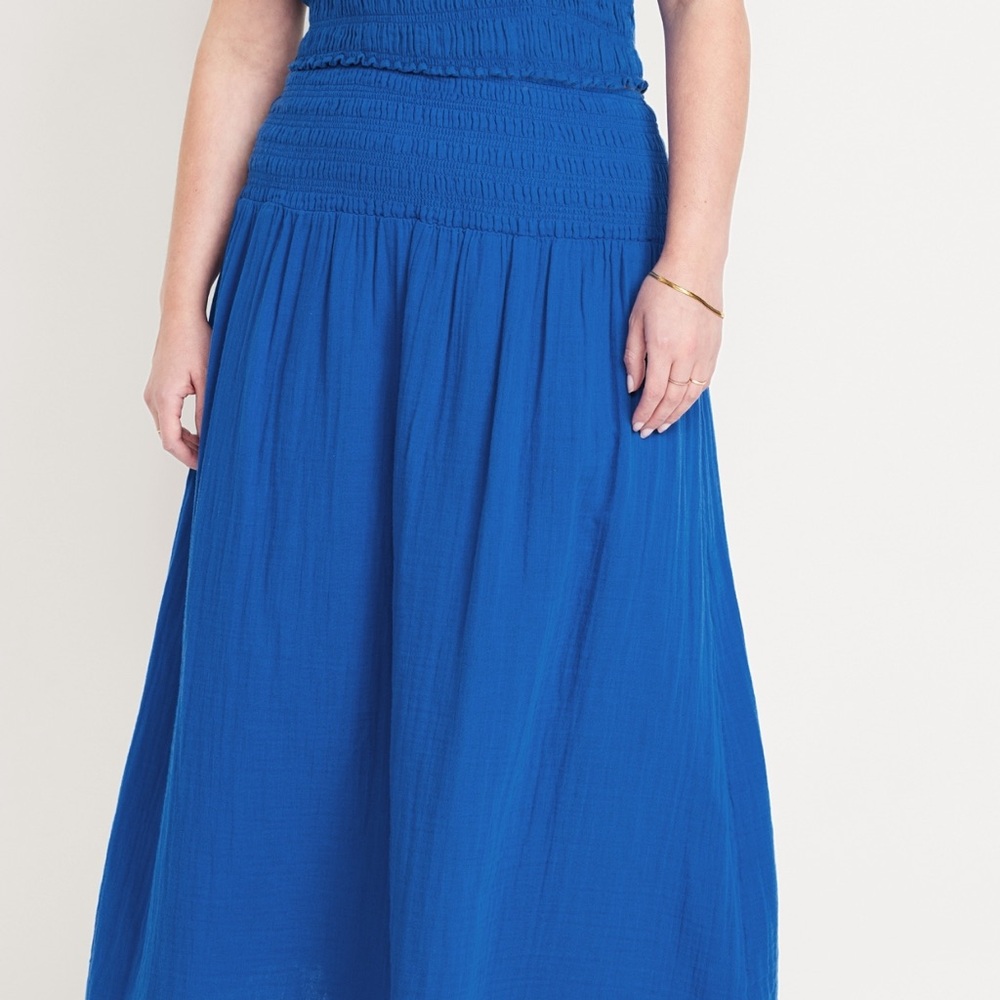 High waisted crinkle gauze maxi skirt